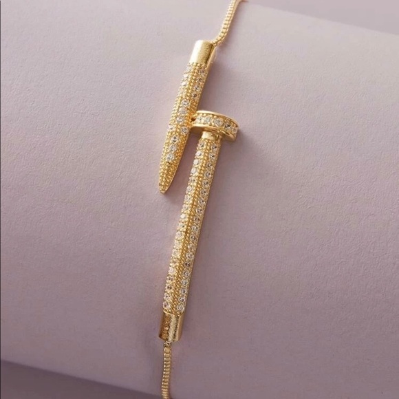 Gold Iced Out Rhinestone Encrusted Zirconia Bracelet - Picture 4 of 12